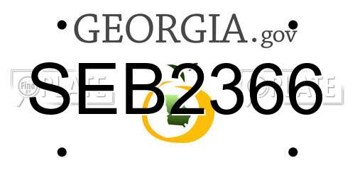 SEB2366 Georgia License Plate
