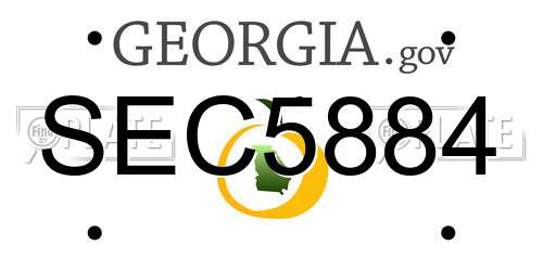 SEC5884 Georgia License Plate