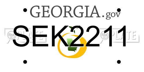 SEK2211 Georgia License Plate
