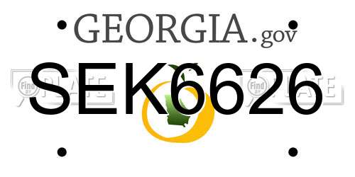 SEK6626 Georgia License Plate