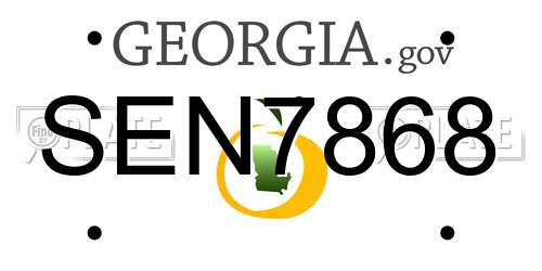 SEN7868 Georgia License Plate