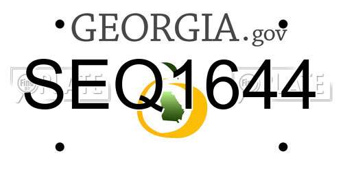 SEQ1644 Georgia License Plate