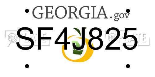 SF4J825 Georgia License Plate