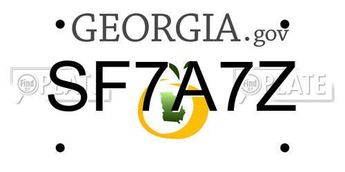 SF7A7Z Georgia License Plate