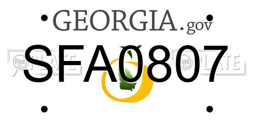 SFA0807 Georgia License Plate