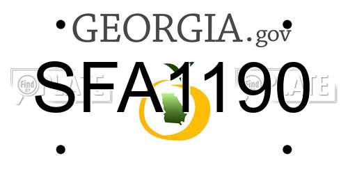 SFA1190 Georgia License Plate