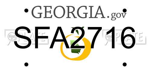 SFA2716 Georgia License Plate