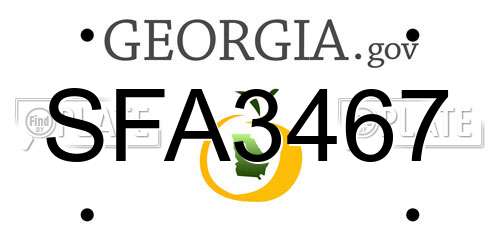 SFA3467 Georgia License Plate