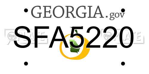 SFA5220 Georgia License Plate
