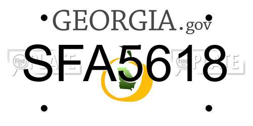 SFA5618 Georgia License Plate