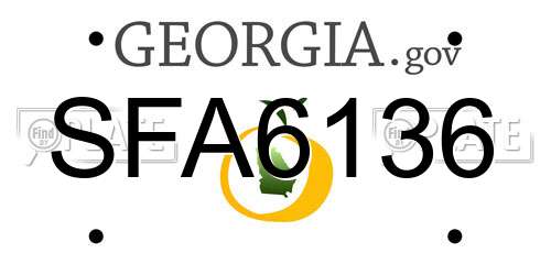 SFA6136 Georgia License Plate