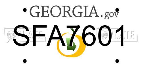 SFA7601 Georgia License Plate