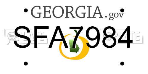 SFA7984 Georgia License Plate