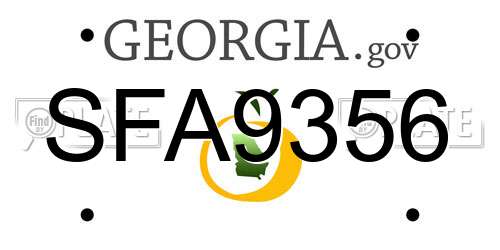SFA9356 Georgia License Plate