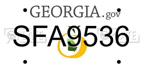 SFA9536 Georgia License Plate