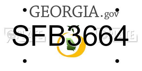 SFB3664 Georgia License Plate