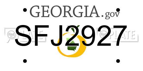 SFJ2927 Georgia License Plate