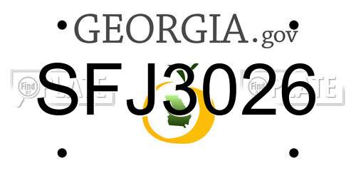 SFJ3026 Georgia License Plate