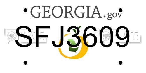 SFJ3609 Georgia License Plate