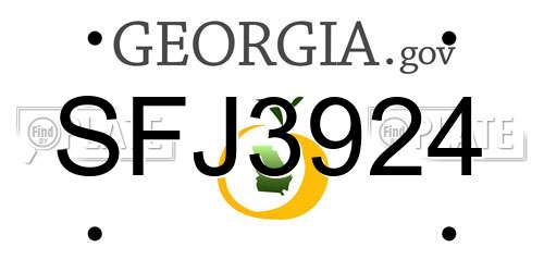 SFJ3924 Georgia License Plate