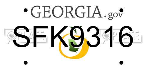 SFK9316 Georgia License Plate