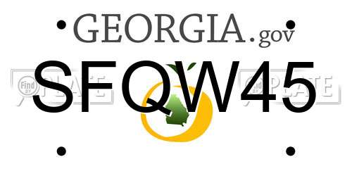 SFQW45 Georgia License Plate