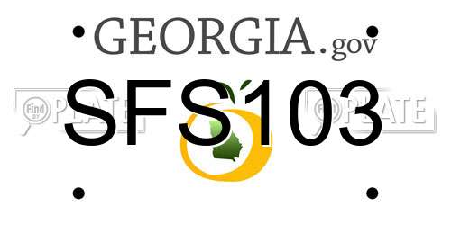 SFS103 Georgia License Plate