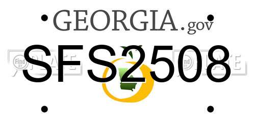 SFS2508 Georgia License Plate