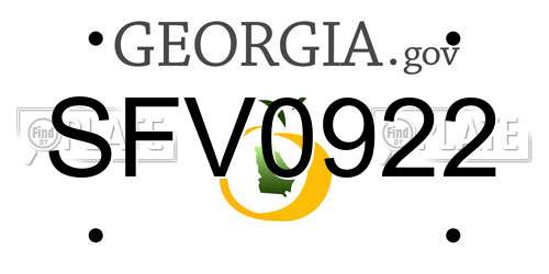 SFV0922 Georgia License Plate