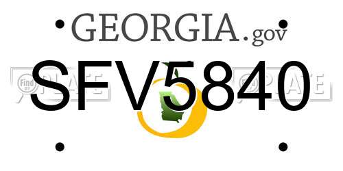 SFV5840 Georgia License Plate