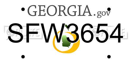 SFW3654 Georgia License Plate