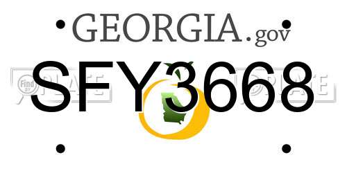 SFY3668 Georgia License Plate