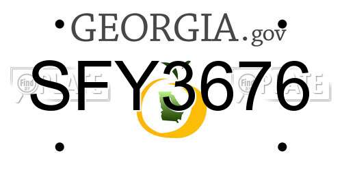 SFY3676 Georgia License Plate