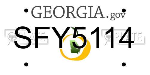 SFY5114 Georgia License Plate