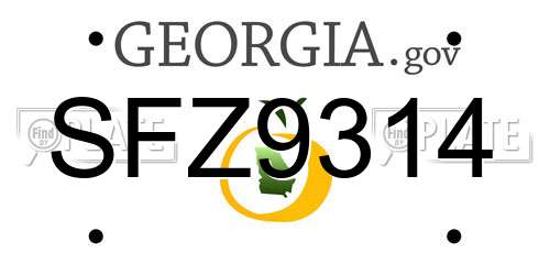 SFZ9314 Georgia License Plate