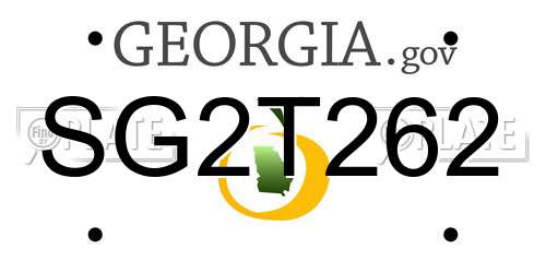 SG2T262 Georgia License Plate