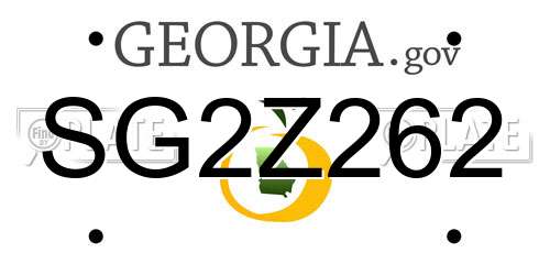 SG2Z262 Georgia License Plate