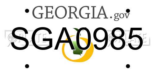 SGA0985 Georgia License Plate