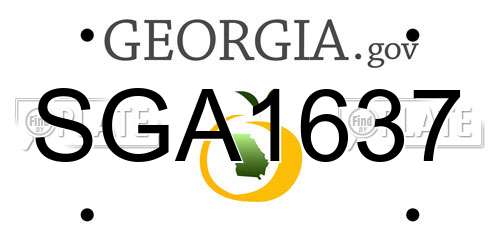 SGA1637 Georgia License Plate
