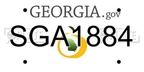 SGA1884 Georgia License Plate