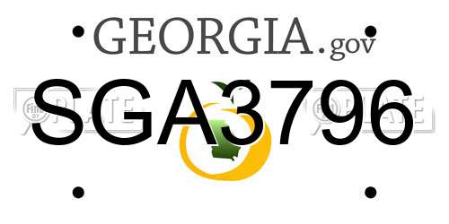 SGA3796 Georgia License Plate