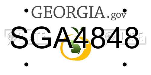 SGA4848 Georgia License Plate