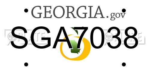 SGA7038 Georgia License Plate
