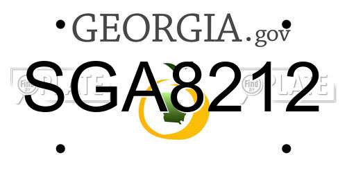 SGA8212 Georgia License Plate