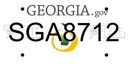 SGA8712 Georgia License Plate