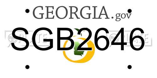 SGB2646 Georgia License Plate