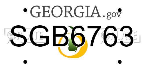 SGB6763 Georgia License Plate
