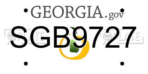 SGB9727 Georgia License Plate