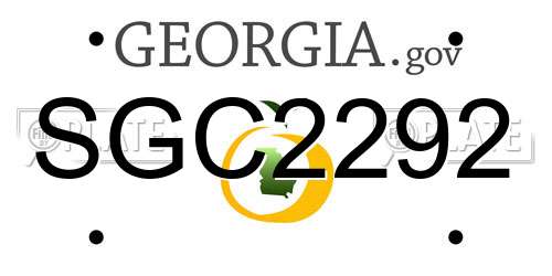 SGC2292 Georgia License Plate