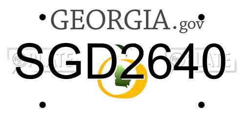 SGD2640 Georgia License Plate